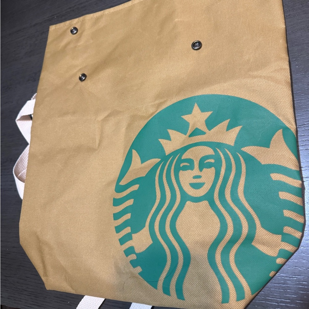 Starbucks Beige Tote with Iconic Green Emblem